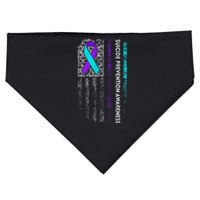 Suicide Prevention Awareness Ribbon American Flag USA-Made Doggie Bandana