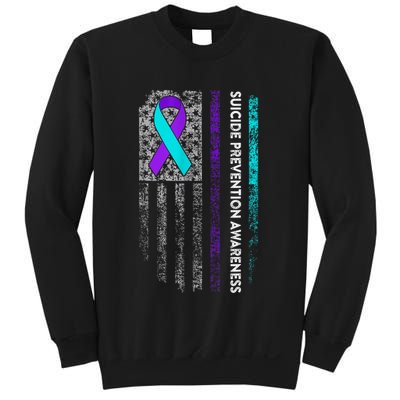 Suicide Prevention Awareness Ribbon American Flag Sweatshirt