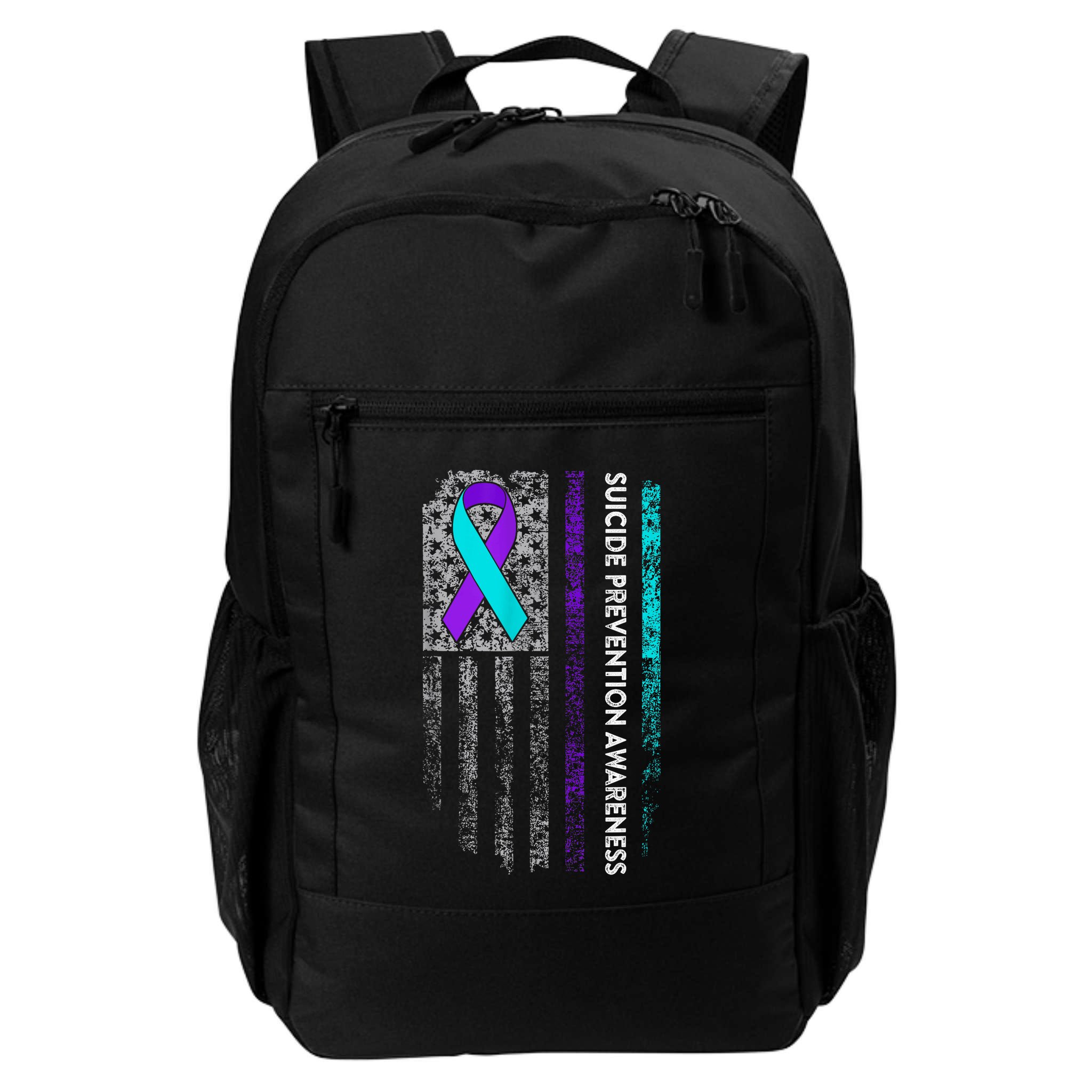 Suicide Prevention Awareness Ribbon American Flag Backpack