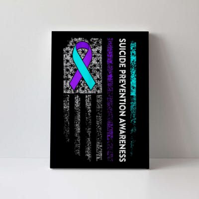 Suicide Prevention Awareness Ribbon American Flag Canvas