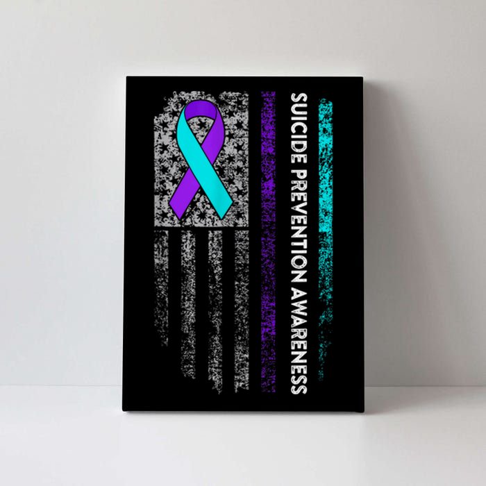 Suicide Prevention Awareness Ribbon American Flag Canvas