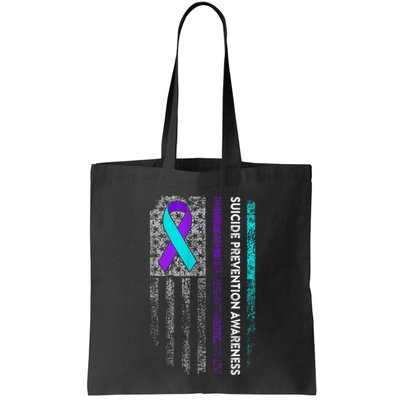 Suicide Prevention Awareness Ribbon American Flag Bag