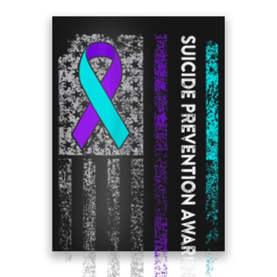 Suicide Prevention Awareness Ribbon American Flag Poster