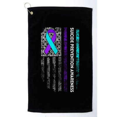 Suicide Prevention Awareness Ribbon American Flag Golf Towel