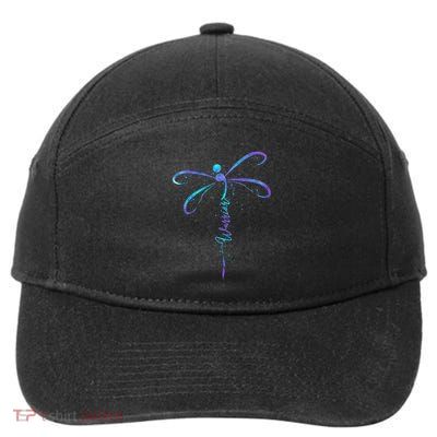 Suicide Prevention Awareness Warrior Dragonfly Semicolon 7-Panel Snapback Hat