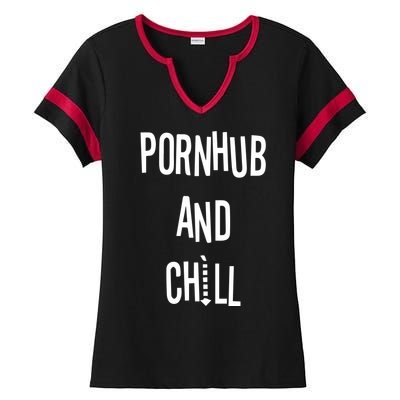 Spreadshirt Pornhub And Chill Ladies Halftime Notch Neck Tee