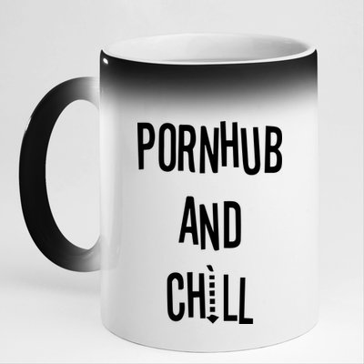 Spreadshirt Pornhub And Chill 11oz Black Color Changing Mug