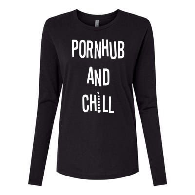 Spreadshirt Pornhub And Chill Womens Cotton Relaxed Long Sleeve T-Shirt