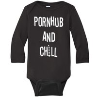 Spreadshirt Pornhub And Chill Baby Long Sleeve Bodysuit