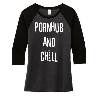 Spreadshirt Pornhub And Chill Women's Tri-Blend 3/4-Sleeve Raglan Shirt