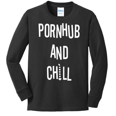 Spreadshirt Pornhub And Chill Kids Long Sleeve Shirt