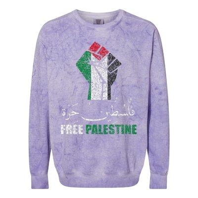 Support Palestine and Gaza Arabic Design for a Cause Colorblast Crewneck Sweatshirt