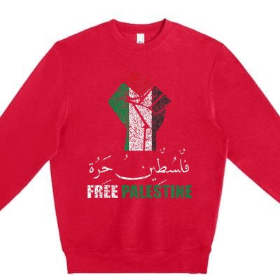 Support Palestine and Gaza Arabic Design for a Cause Premium Crewneck Sweatshirt