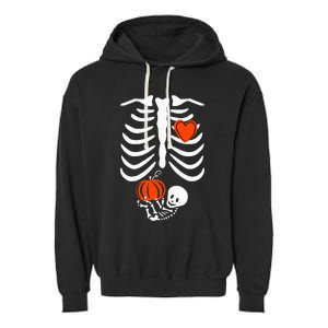 Skeleton Pregnancy Announcement XRay Halloween Costume Garment-Dyed Fleece Hoodie