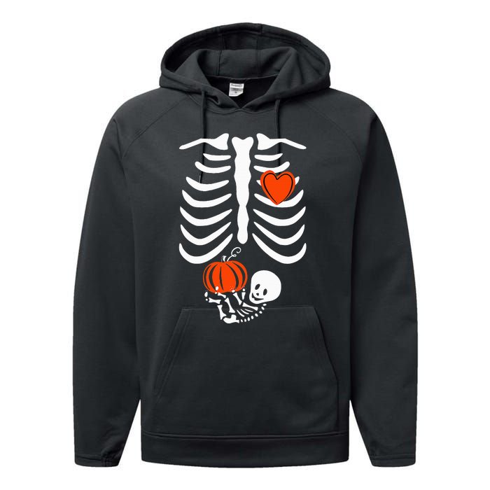 Skeleton Pregnancy Announcement XRay Halloween Costume Performance Fleece Hoodie