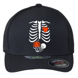 Skeleton Pregnancy Announcement XRay Halloween Costume Flexfit Unipanel Trucker Cap