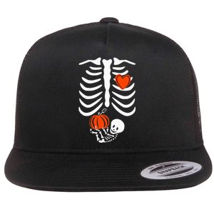 Skeleton Pregnancy Announcement XRay Halloween Costume Flat Bill Trucker Hat