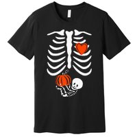 Skeleton Pregnancy Announcement XRay Halloween Costume Premium T-Shirt