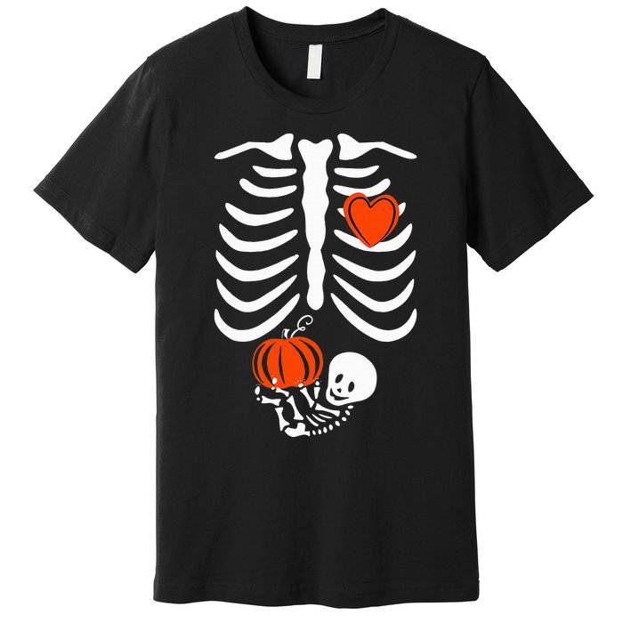 Skeleton Pregnancy Announcement XRay Halloween Costume Premium T-Shirt