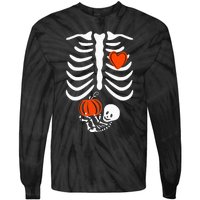 Skeleton Pregnancy Announcement XRay Halloween Costume Tie-Dye Long Sleeve Shirt