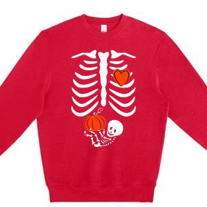 Skeleton Pregnancy Announcement XRay Halloween Costume Premium Crewneck Sweatshirt