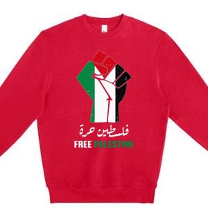 Support Palestine and Gaza Arabic Design for a Cause Premium Crewneck Sweatshirt