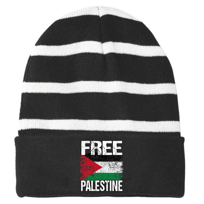 support Palestine and Gaza Jerusalem Striped Beanie with Solid Band