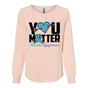 Suicide Prevention Awareness Teal Purple Ribbon You Matter Womens California Wash Sweatshirt