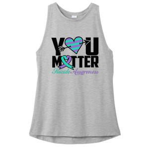 Suicide Prevention Awareness Teal Purple Ribbon You Matter Ladies PosiCharge Tri-Blend Wicking Tank