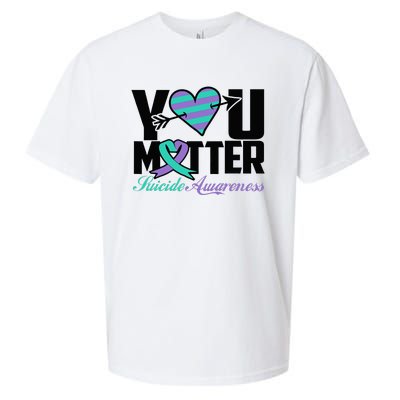 Suicide Prevention Awareness Teal Purple Ribbon You Matter Sueded Cloud Jersey T-Shirt