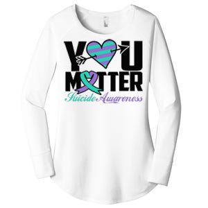 Suicide Prevention Awareness Teal Purple Ribbon You Matter Women's Perfect Tri Tunic Long Sleeve Shirt