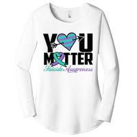 Suicide Prevention Awareness Teal Purple Ribbon You Matter Women's Perfect Tri Tunic Long Sleeve Shirt