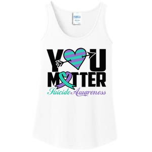 Suicide Prevention Awareness Teal Purple Ribbon You Matter Ladies Essential Tank