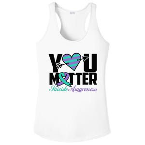 Suicide Prevention Awareness Teal Purple Ribbon You Matter Ladies PosiCharge Competitor Racerback Tank