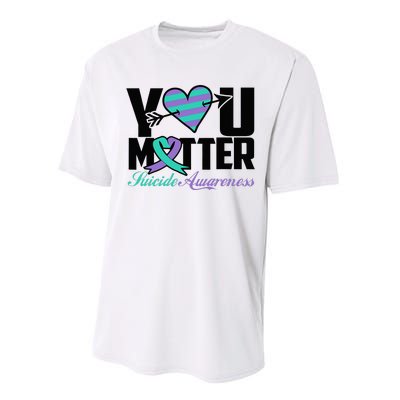 Suicide Prevention Awareness Teal Purple Ribbon You Matter Performance Sprint T-Shirt