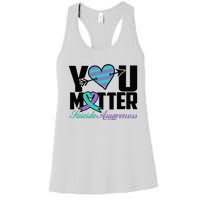 Suicide Prevention Awareness Teal Purple Ribbon You Matter Women's Racerback Tank