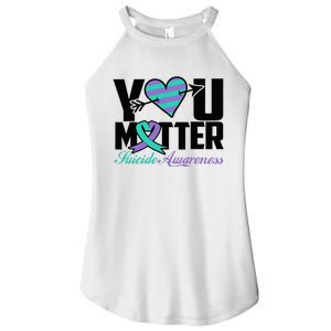 Suicide Prevention Awareness Teal Purple Ribbon You Matter Women's Perfect Tri Rocker Tank