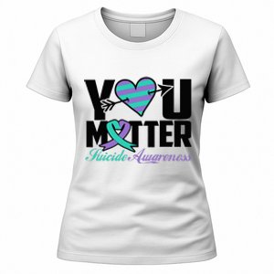 Suicide Prevention Awareness Teal Purple Ribbon You Matter Women's T-Shirt