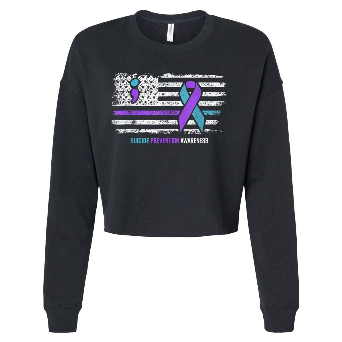 Suicide Prevention American Flag Suicide Awareness Cropped Pullover Crew