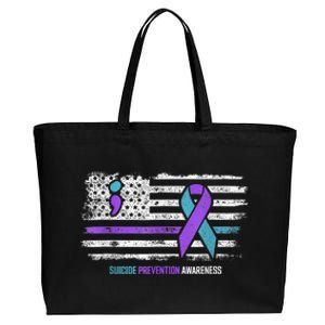 Suicide Prevention American Flag Suicide Awareness Cotton Canvas Jumbo Tote