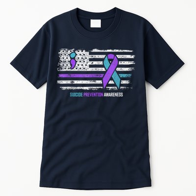 Suicide Prevention American Flag Suicide Awareness Tall T-Shirt