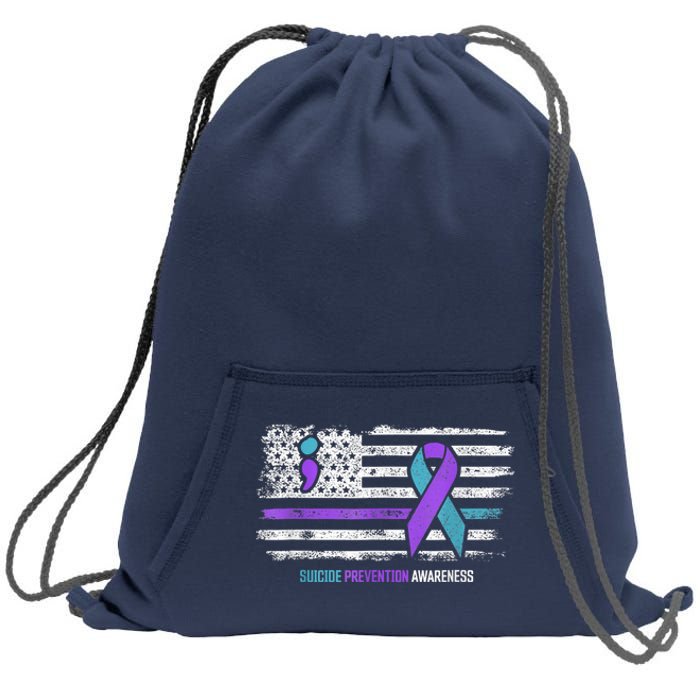 Suicide Prevention American Flag Suicide Awareness Sweatshirt Cinch Pack Bag