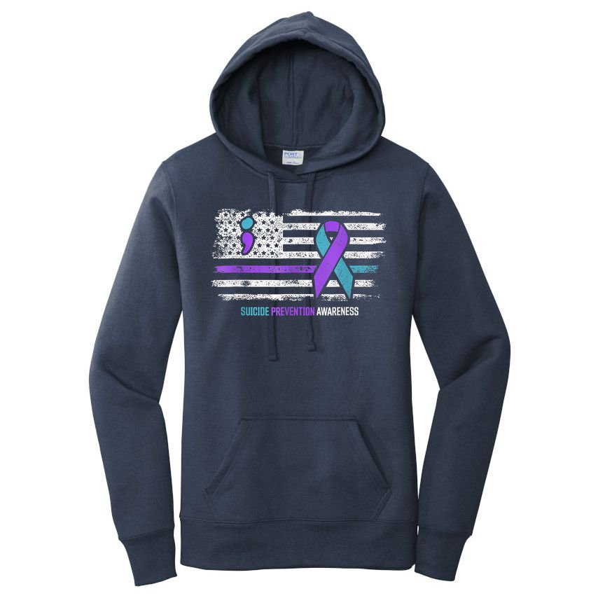 Suicide Prevention American Flag Suicide Awareness Women's Pullover Hoodie