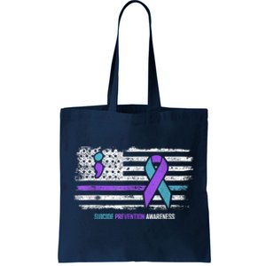 Suicide Prevention American Flag Suicide Awareness Tote Bag