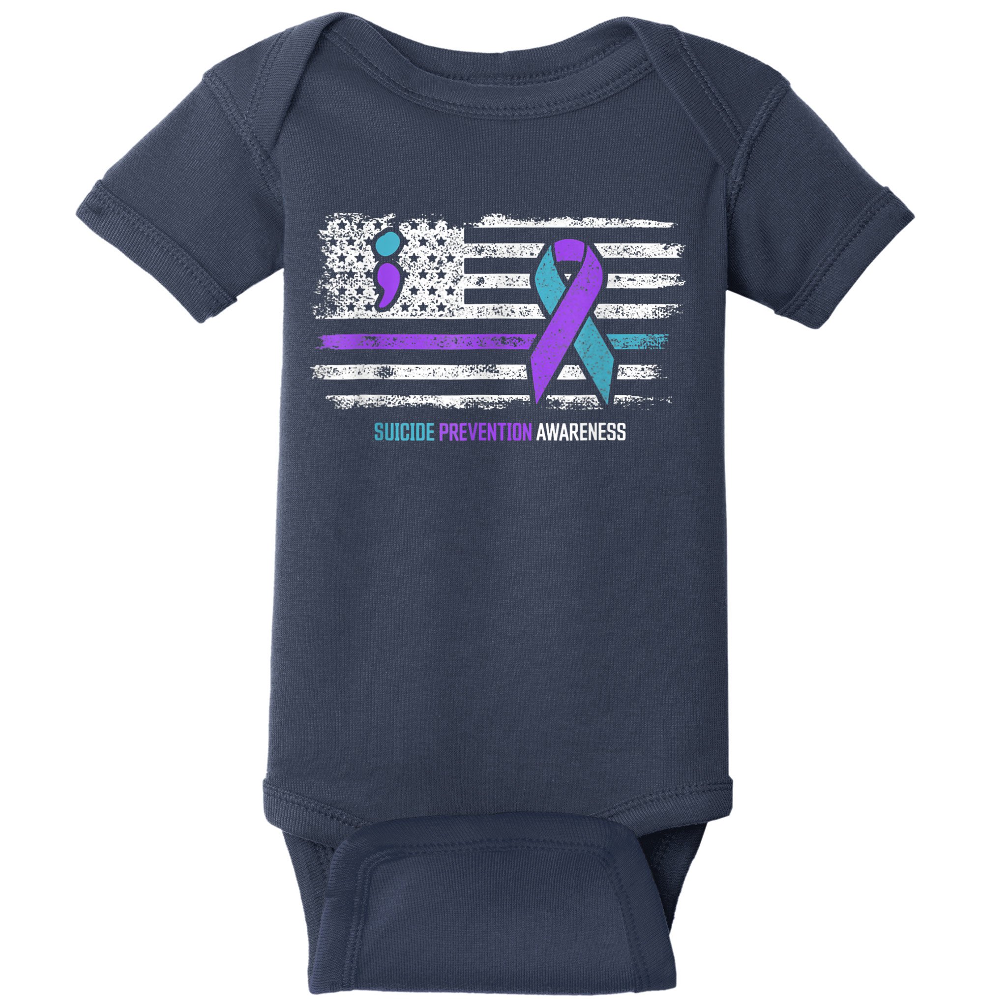 Suicide Prevention American Flag Suicide Awareness Baby Bodysuit