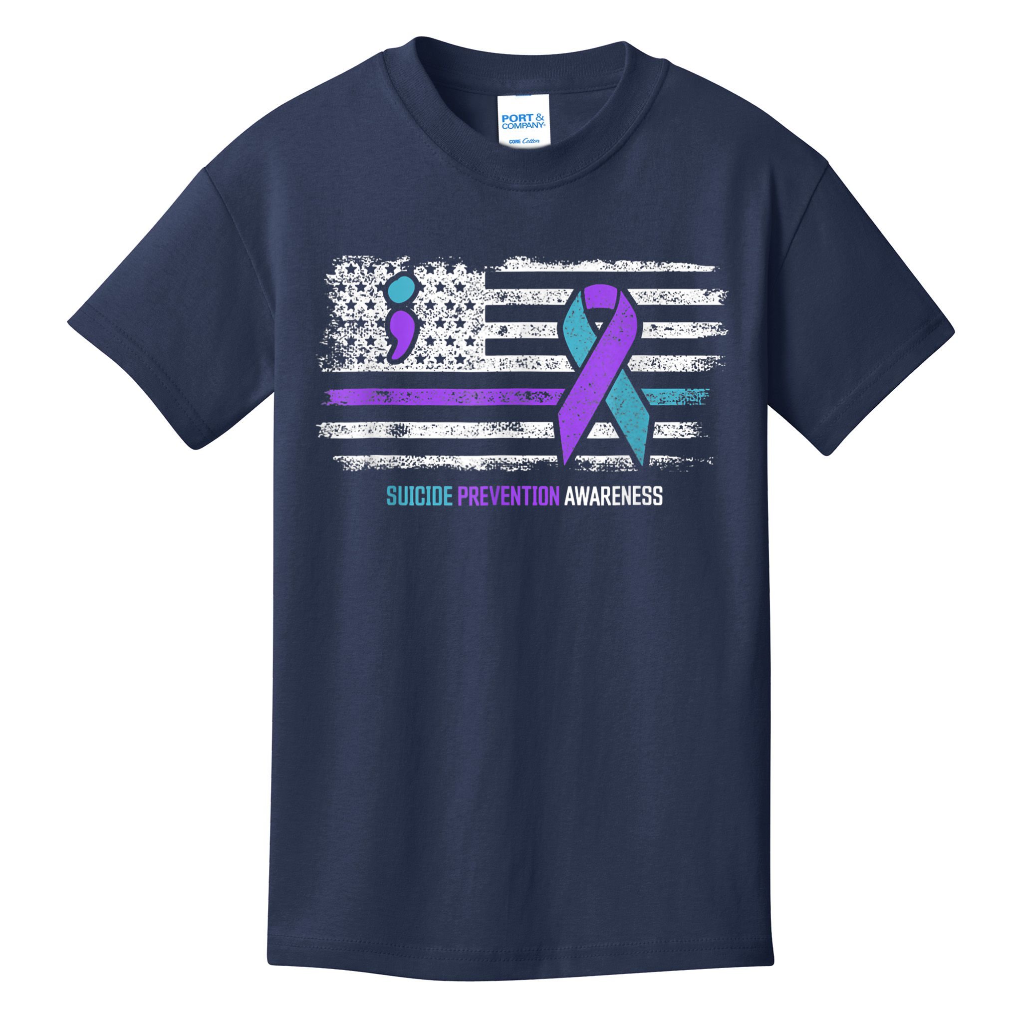 Suicide Prevention American Flag Suicide Awareness Kids T-Shirt
