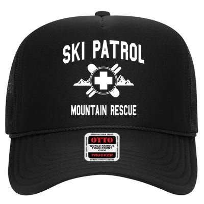 Ski Patrol And Mountain Rescue Gift High Crown Mesh Back Trucker Hat