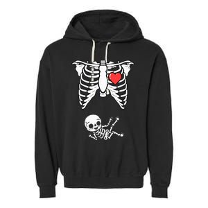 Skeleton Pregnancy Announcement XRay Halloween Costume Garment-Dyed Fleece Hoodie