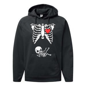 Skeleton Pregnancy Announcement XRay Halloween Costume Performance Fleece Hoodie