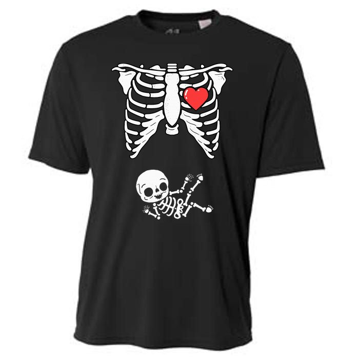 Skeleton Pregnancy Announcement XRay Halloween Costume Cooling Performance Crew T-Shirt